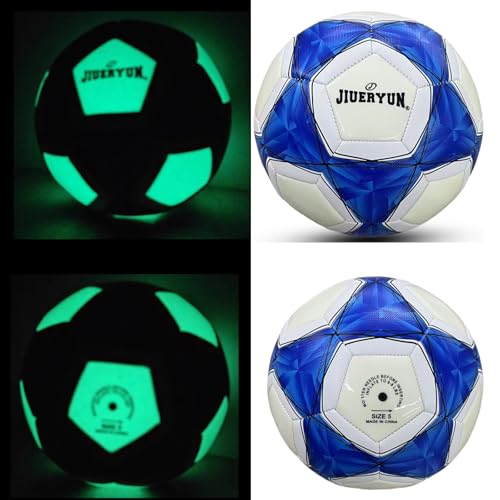 Soccer Ball, Glow in The Dark Soccer Ball Size 4/5, Glowing Luminious Soccer Balls Gifts for Men, Women Indoor-Outdoor Soccer Training - color: white and blue, size: Size 5