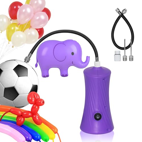 260 Balloon Pump Electric, Portable Automatic Dual Nozzle Inflator with Tying Tools for Long Animal Balloons Birthday Gender Reveal Baby Shower Balloons Party Decorations - color: Purple