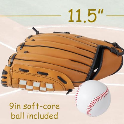 Urby Left Handed Baseball Glove, Left Handed T Ball Glove for Lefty, Left Hand Throw Only. T-Ball & Youth Baseball Gloves. - color: Brown, size: 11.5in Age 7-11