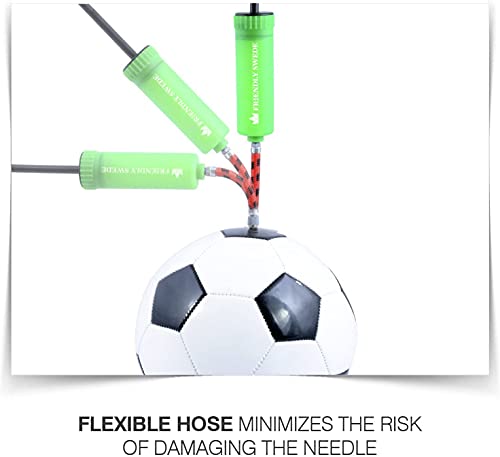 The Friendly Swede Ball Pump for Sports Balls — Hand Air Pump Including Needles and Nozzles - Built-in Needle Storage & Flexible Hose - Suitable for Basketball, Soccer, Volleyball - Multipack