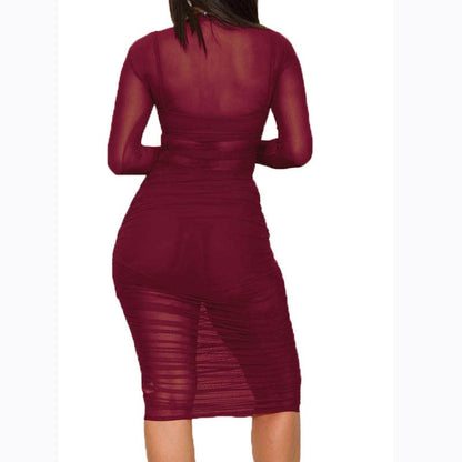 Superfine 4-Way Stretch Net Fabric Nylon Spandex Power Mesh, Pre-Cut 5 Yards Long 60" Wide, Lightweight Sheer (Wine Red) - color: Wine Red