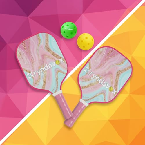 Kryndavox Pickleball Paddle Set of 1，USAPA Approved Carbon Fiber/Fiberglass Pickleball Racket for Men and Women - color: Carbon Fiber-Pink