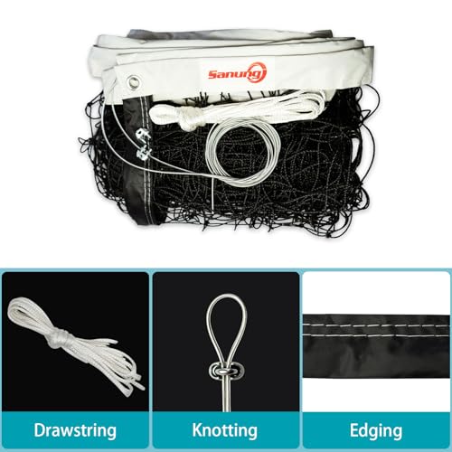 Sanung Volleyball Net for Backyard Beach Swimming Pool, Standard Size 32FT x 3FT Portable Volleyball Training Net Outdoor Indoor Use Poles Not Included
