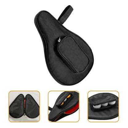 POPETPOP Table Tennis Paddle Storage Bag with Fixed Compartments, Portable Ping Pong Racket Protective Organizing Case, Black Paddle Cover for Sports and Travel