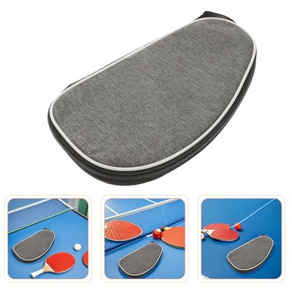 Table Tennis Racket Case and Paddle Cover, Portable Grey Shell Bag with Zipper, Protective 2pcs Storage Organizer for Table Tennis Players