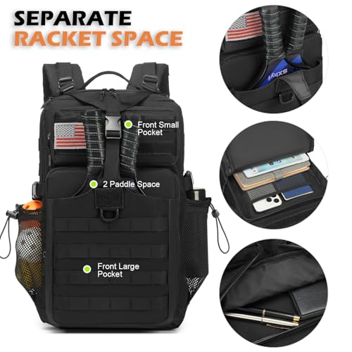 Pickleball Backpack for Men and Women, Tactical Pickleball Paddle Bag with Molle System Design