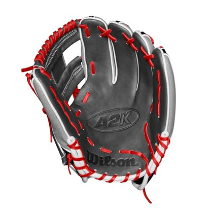 Wilson Spring 2025 A2K® Baseball Gloves - color: Grey/Black/Flamingo, size: Infield - 11.5"