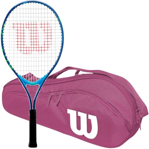Wilson US Open Junior Tennis Racquet Bundled with an Advantage 2.5 Tennis Bag - Perfect Starter Set for Kids Age 3-10 - color: Pink Bag, size: 21 Inch Racquet