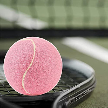 URBEST Tennis Ball 12 Packs Training Tennis Balls Practice Balls for Novice Player, Pet Dog Playing Balls with Mesh Carry Bag - color: Light Pink
