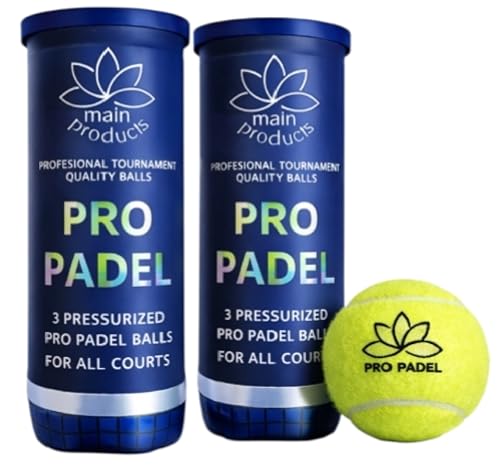 Pro Padel Balls - 2 Pack (6 Balls) - Pressurized Padel Balls - Premium Natural Rubber Core - 47% Wool Felt - Professional Tournament Quality - Consistent Bounce - for All Courts.