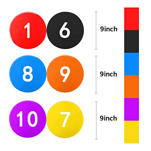 10 Pcs Poly Spots, Haploon 9 Inch Non Slip Floor Dots Sport Set for Drills Training Soccer Football Basketball Footwork Teaching Marker Field
