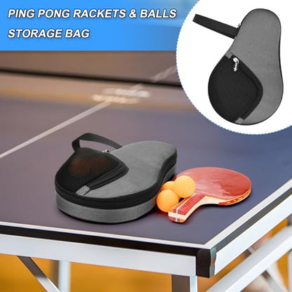 Cosmos Table Tennis Paddle Bag Paddles Case Cover Waterproof Ping Pong Racket Bat Storage Case Holder with Ping Pong Ball Mesh Storage Pocket Organizer, Fits 2 Paddles - color: Gray