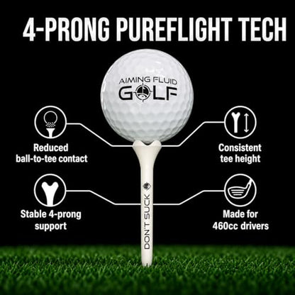 Don't Suck Collection - with Durable 4-Prong Golf Tee PureFlight Tech for Straighter and Longer Drives and Limited Edition Microfiber Magnetic Golfing Towel (16"x24")