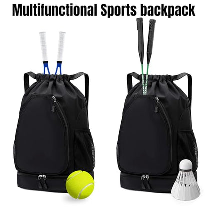 GQIIRL Tennis Bag for Women Men - Water Resistant Tennis Backpack to Hold 2 Rackets with Shoe Compartment, Lightweight Pickleball Paddles Badminton Squash Racquet Bags for Youth Girls Teenager