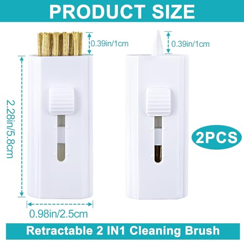 PAGOW 2 Pack Retractable Golf Club Cleaner Brush, Portable Double-Sided Golf Club Brush Groove Cleaner-Multicolor - color: White