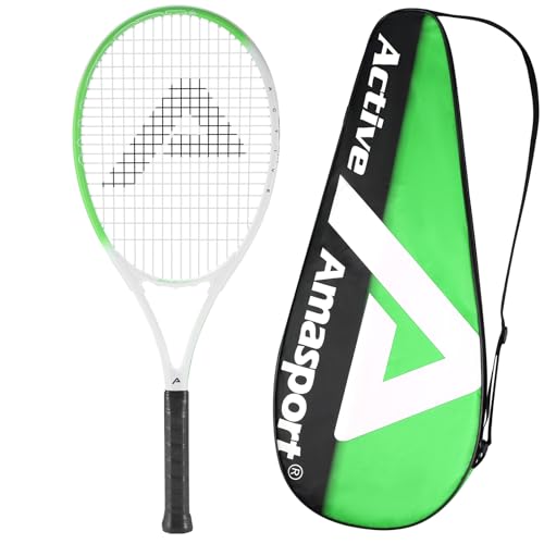 AMA SPORT Adult Tennis Racket - Pre-Strung Light Balance 27 inch Tennis Racquet for Women and Men Grip Size 2-4 1/4" - color: Green