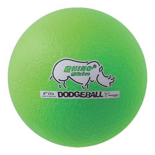 Champion Sports® Rhino Skin® Low Bounce Dodgeball Sets & Singles for Playground, PE, Backyard & League Games – Team Sports Equipment for Youth & Adults - color: Neon Green, size: 6 Inch - Single Ball
