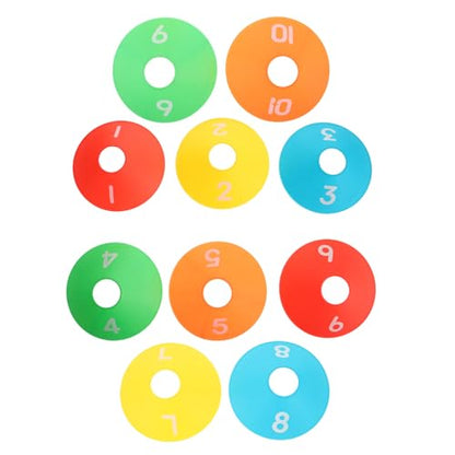 10pcs Numbered Spot Markers Discs for Soccer Training Flat Plastic Soccer Coaching Cones Set (1-10) for Football Basketball Drills and Sports Practice