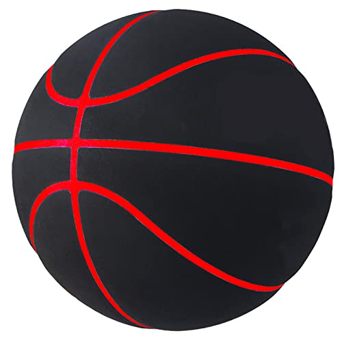 MINDCOLLISION Standard 5/6/7 Basketball, Non-Slip and Wear-Resistant Microfiber Suede, No Logo Ball, Suitable for Indoor and Outdoor Training and Competition, Suitable As A Signature, Gift - color: Red edge, size: No. 7