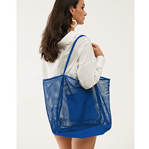 HOXIS Mesh Beach Tote Womens Shoulder Handbag - color: Klein Blue
