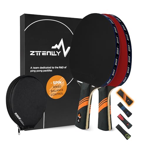 Ping Pong Paddle with Carbon Technology | Performance-Series,7-ply Finest Blade, Expert Speed/Edge/Balance, Thicker Protector Case | Table Tennis Racket for Professional - color: 2-Pack, style: Edge