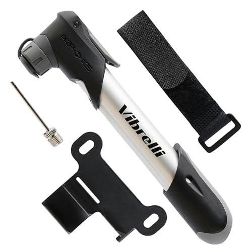 Vibrelli Mini Bike Pump - Presta & Schrader Bicycle Pump - 120 PSI Tire Pump for Road & MTB - No Valve Changing Needed - size: Pocket Pump