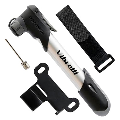 Vibrelli Mini Bike Pump - Presta & Schrader Bicycle Pump - 120 PSI Tire Pump for Road & MTB - No Valve Changing Needed - size: Pocket Pump