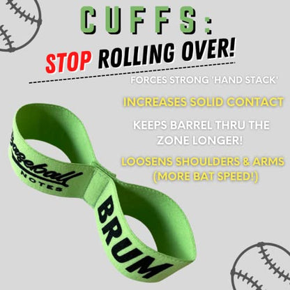 Baseball Notes Brum Bands: Softball & Baseball Swing Trainer, Hitting Equipment for Training and Batting - style: Set of 2 Bands