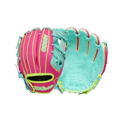 Wilson Spring 2026 A2000® Baseball Gloves - color: Flamingo / Seafoam / Optic Yellow, size: Infield: 11.5"