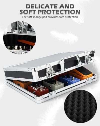 STRICH Guitar Pedal Case, 17" x 12.20" x 3.94" Aluminum Locking Effect Pedal Case with Mounting Tape, Compatible with Single Pedals & Multi-Effects - size: STANDARD (17" x 12.2" x 3.9")