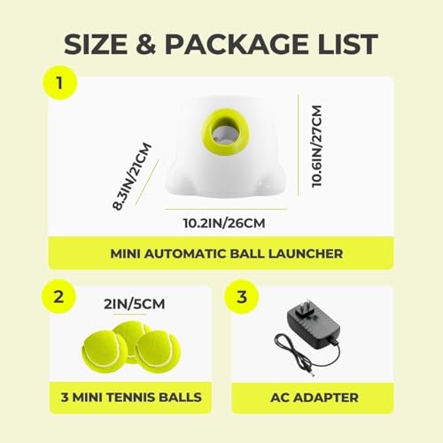 AFP Automatic Ball Launcher Dog Ball Thrower Machine Interactive Hyper Fetching Toy for Large Dogs, 3 Tennis Balls Included, Max Version - size: Mini Size