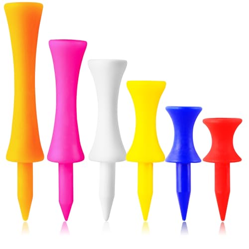 FINGER TEN Plastic Golf Castle Tees Step Down Unbreakable Mixed or Same Height Value 100 Count, 2 3/4, 2 1/4, 2, 1 3/4, 1 1/2 Inch Length Colorful for Practice - color: (1.5,1.75,2,2.25,2.75) in Mixed Color