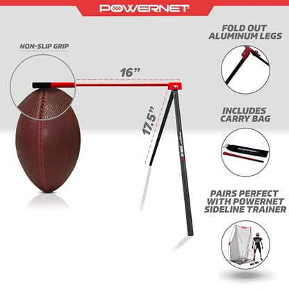 PowerNet Football Kicking Tee Pro | Portable with Included Carry Bag | Durable All Metal Football Holder | Use for Field Goal Practice and Training | Compatible with All Football Sizes
