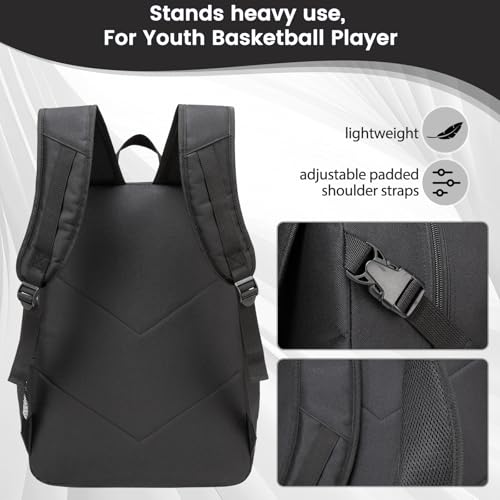 Basketball Backpack - Large Sports Equipment Bag with Ball Holder & Shoe Compartment for Basketball. (black) - color: Black