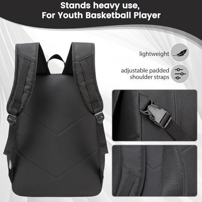 Basketball Backpack - Large Sports Equipment Bag with Ball Holder & Shoe Compartment for Basketball. (black) - color: Black