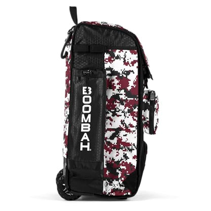 Boombah Rolling Catchers Superpack Baseball/Softball Gear Bag Digital Camo - 23-1/2" x 13-1/2" x 9-1/2" - Multiple Colors - Telescopic Handle and Holds 4 Bats - Wheeled Version - color: Black/Cardinal