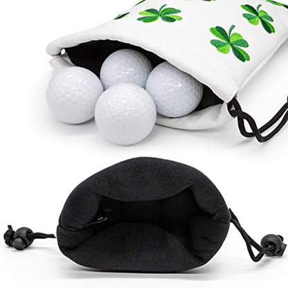 Golf Valuables Pouch, Leather Golf Tee Pouch with Drawstring Closure Golf Ball Tee Handbag Portable Golf Accessories - color: Lucky Clover