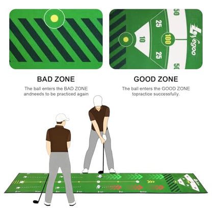 Golf Practice Mat with Alignment Mirror - 20 in X 120in Golf Putting Mat Training Aid Mat, Anti-Slip Backing Golf Putting Green for Indoor/Outdoor