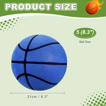 Silent Basketball, Quiet Basketball High Density Foam No Noise Sculpted Groove Bouncing Ball with Net Bag - color: Blue, size: 8.3 Inch