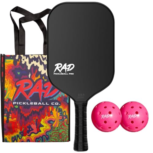 RAD Pro Pickleball Paddle Set – USAPA Approved – T700 Carbon Fiber Surface & 16mm Full-Cell Polypropylene Honeycomb Core for Power & Control – Includes Outdoor Pickleballs & Tote Bag - color: Epic Pro