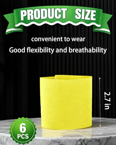 Captain's Armband Soccer Football Rugby Captain Armbands for Youth and Adult,Anti-Drop Design - Pack of 6 - color: 6 Yellow /No C