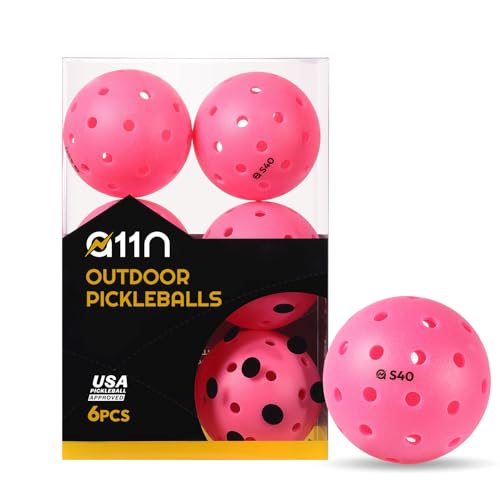A11N S40 Outdoor Pickleball Balls- USA Pickleball Approved for Tournament Play, 3/6/12/50-Pack, Neon Green/Fuchsia/Tangerine - color: Fuchsia, style: 6 Packs
