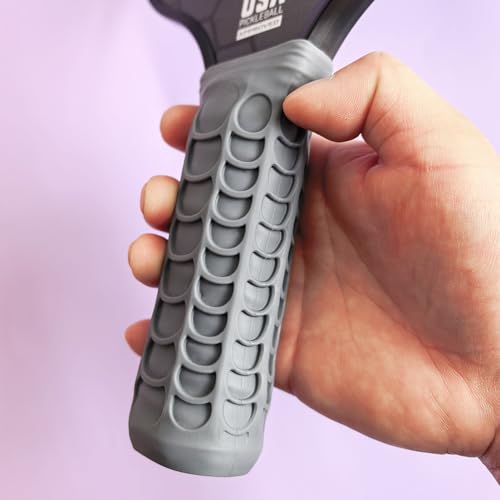 Silicone Pickleball Paddle Grip Cover | Non-Slip Shock Absorbing Handle Sleeve | Anti-Twist Internal Texture with Easy-Install Strips for Enhanced Control & Sweat Resistance - color: Grey