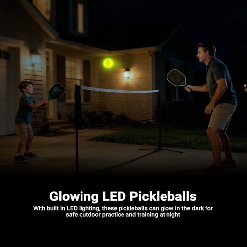 NEEWER PB02 LED Pickleball Set, Light Up Glow in The Dark Pickle Balls Accessories with Storage Tube for Nighttime Outdoor Pickleball Training & Practice, 4 Packs