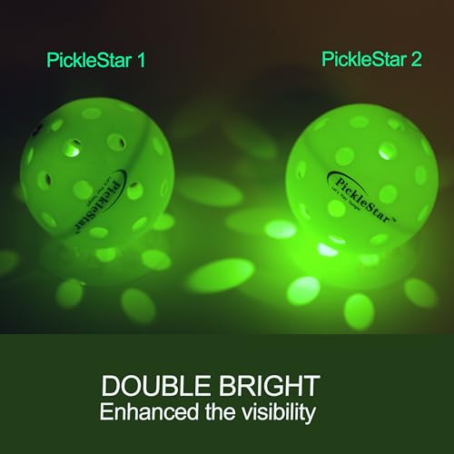 PickleStar Gen 2 Premium LED Pickleball Balls - Next-Generation Glow & Perfectly Balanced Bounce for Advanced Players, Robust and Reliable, 4 Pack with Long-Life Batteries - color: Neon Green