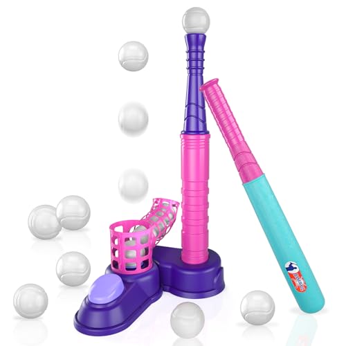 Bennol T Ball Set Toys for Kids 3-5 5-8, Kids Baseball Tee for Boys Toddlers, Auto Ball Launcher, Indoor Outdoor Outside Sports Tee Ball Set Toys Gifts for 3 4 5 6 Year Old Boys Toddler Kids