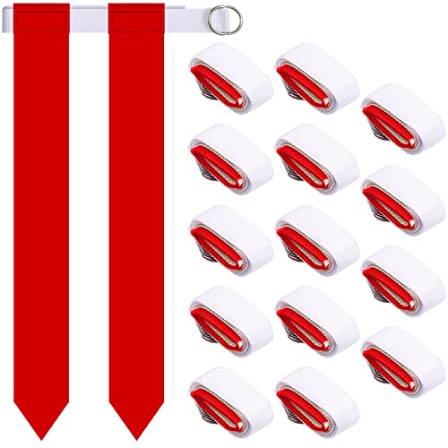 Sintege 14/28 Player Flag Football Belt Set, Adjustable Football Flag and Belts Gifts for Youth Adults Sports Training Event - color: Red