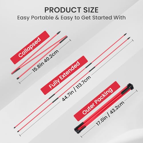 FINGER TEN Golf Alignment Sticks Rods Swing Trainer Tools 43 Inch 2 Or 3 Pack, Fits in Golf Bag Tour Stickers Practice Training Aid - color: 2pcs Collapsible Red