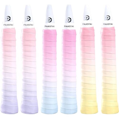 6 Pack Tacky Tennis Racket Grip Tape,Non-Slip Absorbent Tennis Grips Tape,Gradient Color Tennis Racket Grip Tape for Tennis,Pickleball,Badminton,Golf,Baseball Bat - color: Pink
