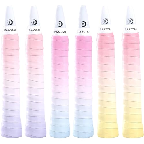6 Pack Tacky Tennis Racket Grip Tape,Non-Slip Absorbent Tennis Grips Tape,Gradient Color Tennis Racket Grip Tape for Tennis,Pickleball,Badminton,Golf,Baseball Bat - color: Pink